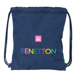 Zainetto con Cordini Benetton Damero Blu Marino 35 x 40 x 1 cm