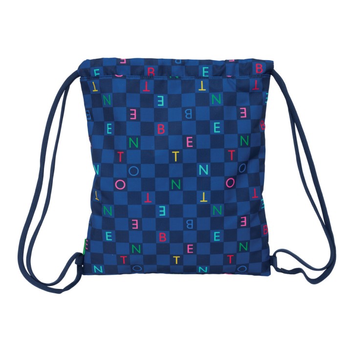 Zainetto con Cordini Benetton Damero Blu Marino 35 x 40 x 1 cm