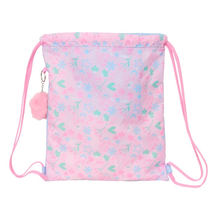 Zainetto con Cordini BlackFit8 Smile Azzurro Rosa 35 x 40 x 1 cm
