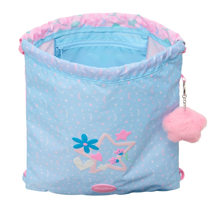 Zainetto con Cordini BlackFit8 Smile Azzurro Rosa 35 x 40 x 1 cm