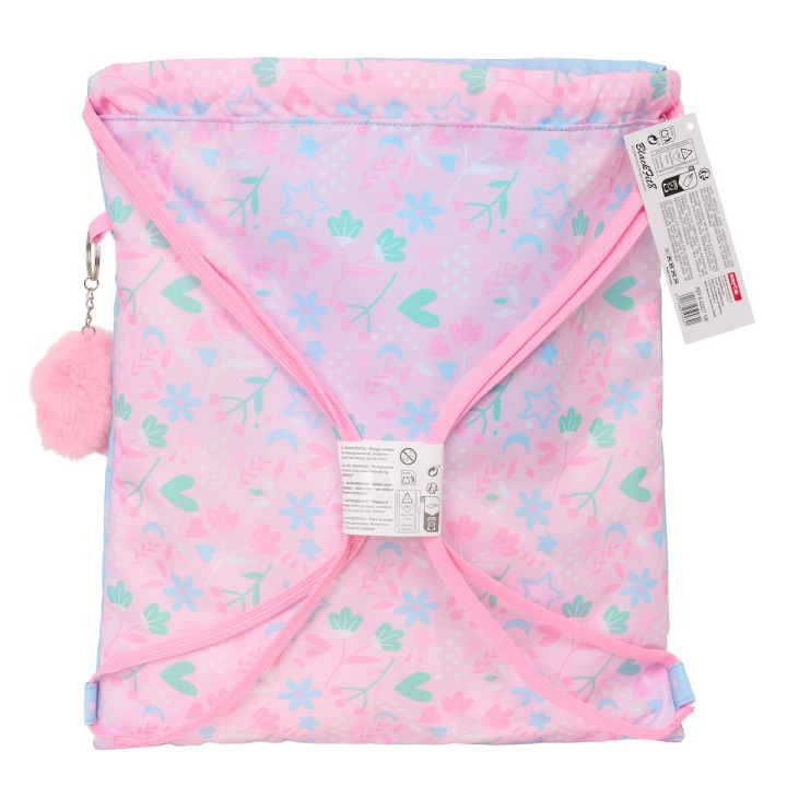 Zainetto con Cordini BlackFit8 Smile Azzurro Rosa 35 x 40 x 1 cm