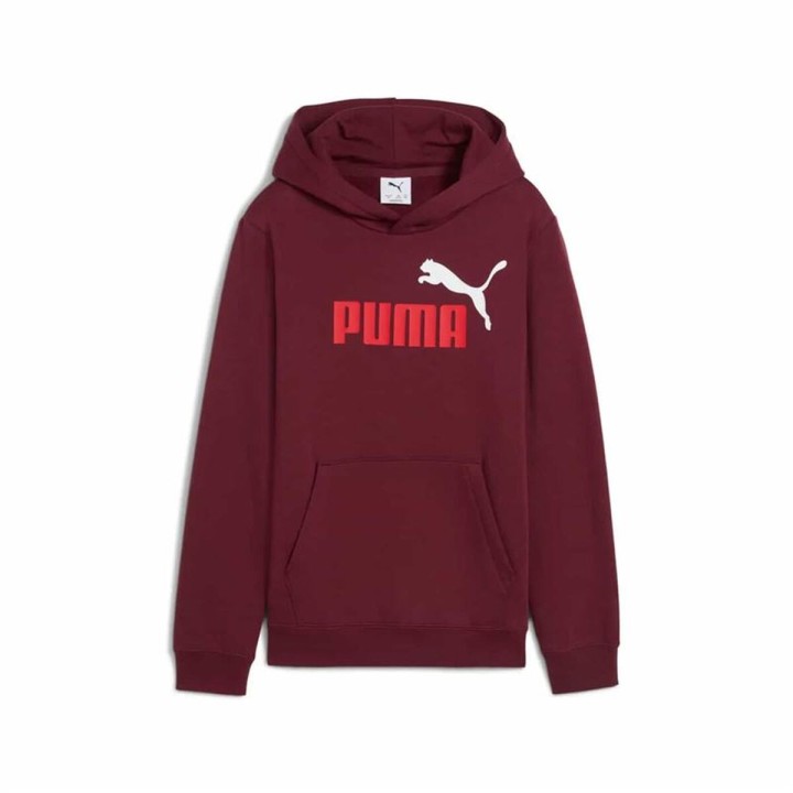 Felpa con Cappuccio da Bambina Puma Essentials 2 Color No. 1 Rosso Granato