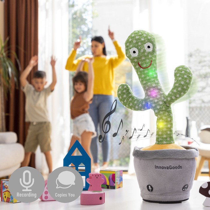 Cactus Danzante e Parlante Ricaricabile con Musica e LED Multicolor Cacxi InnovaGoods Verde (Ricondizionati A)