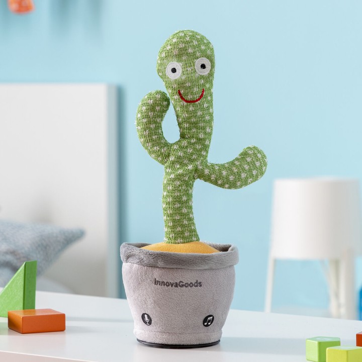 Cactus Danzante e Parlante Ricaricabile con Musica e LED Multicolor Cacxi InnovaGoods Verde (Ricondizionati A)