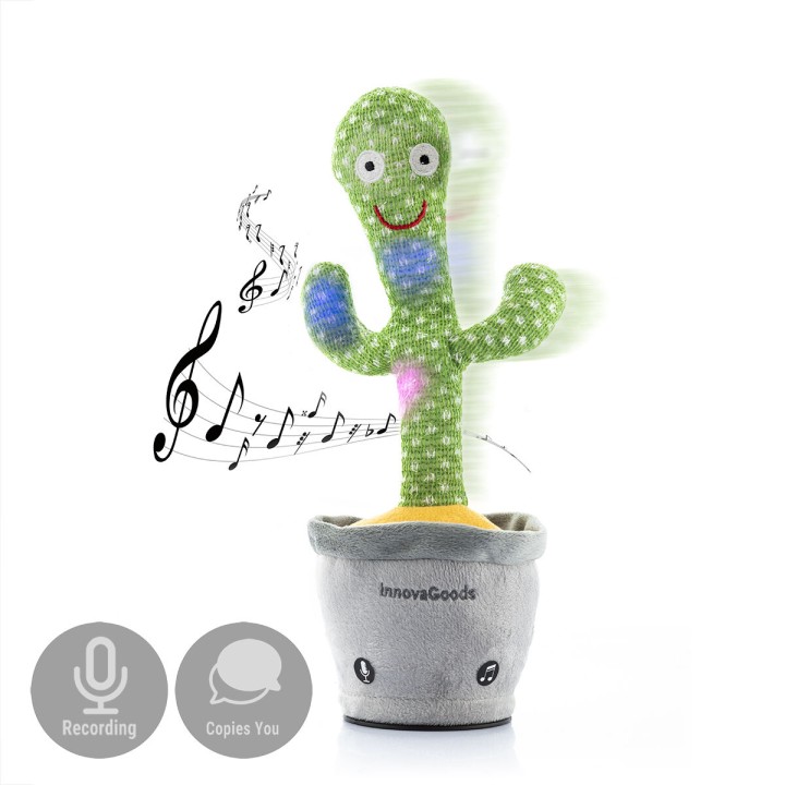 Cactus Danzante e Parlante Ricaricabile con Musica e LED Multicolor Cacxi InnovaGoods Verde (Ricondizionati A)