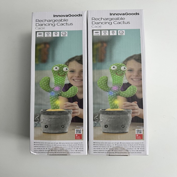 Cactus Danzante e Parlante Ricaricabile con Musica e LED Multicolor Cacxi InnovaGoods Verde (Ricondizionati A)