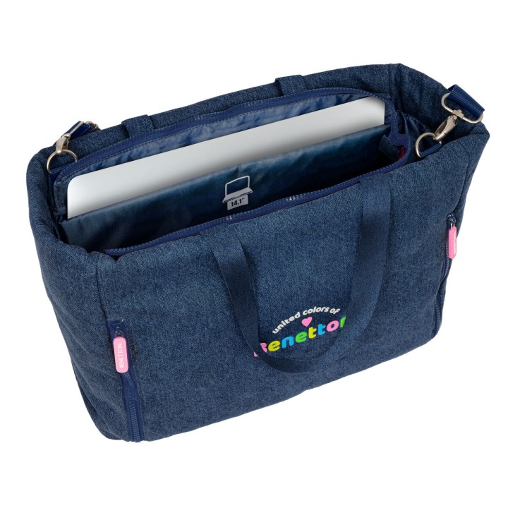 Borsa Benetton Denim Azzurro 40 x 31 x 17 cm
