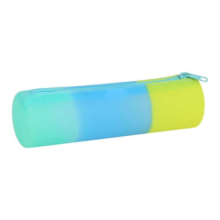 Astuccio Scuola Cilindrico Safta Azzurro Verde Giallo (20 x 5 x 5 cm)