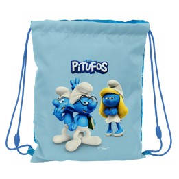 Zainetto con Cordini Los Pitufos Azzurro Blu cielo 26 x 34 x 1 cm