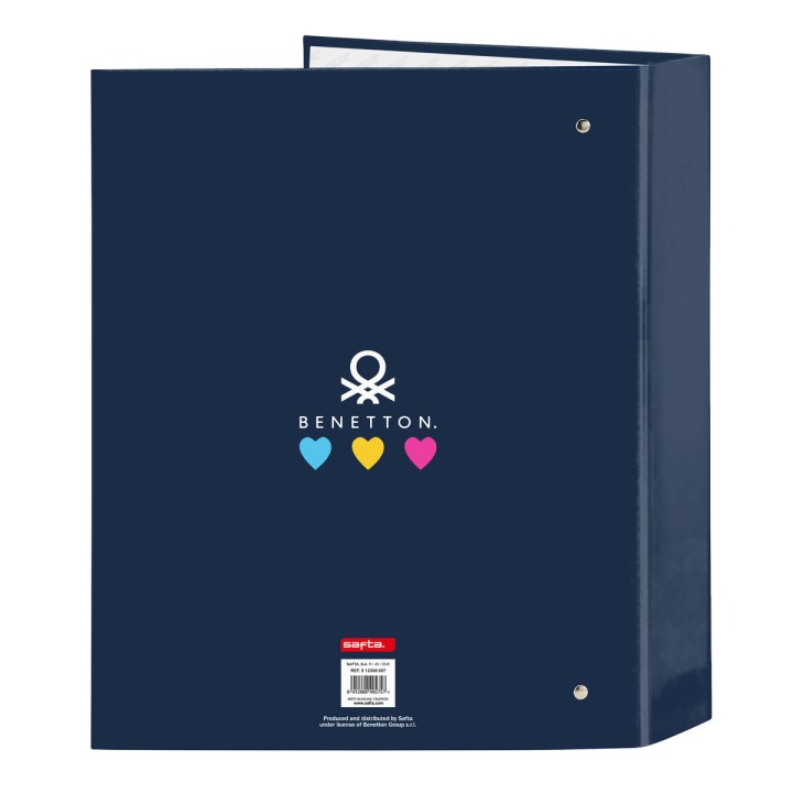 Raccoglitore ad anelli Benetton Love Blu Marino A4 (27 x 33 x 6 cm)