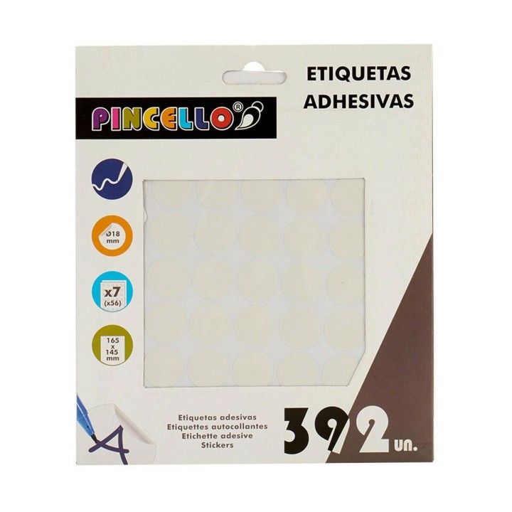 Etichette adesive Pincello Bianco Ø 18 mm 17 x 4 x 19,5 cm (12 Unità)