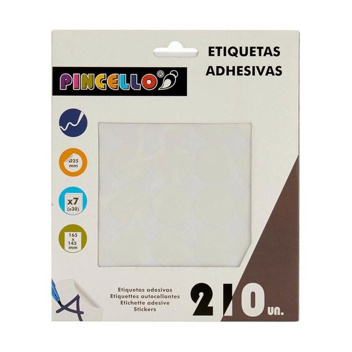Etichette adesive Pincello Bianco Ø 25 mm 17 x 4 x 19 cm (12 Unità)