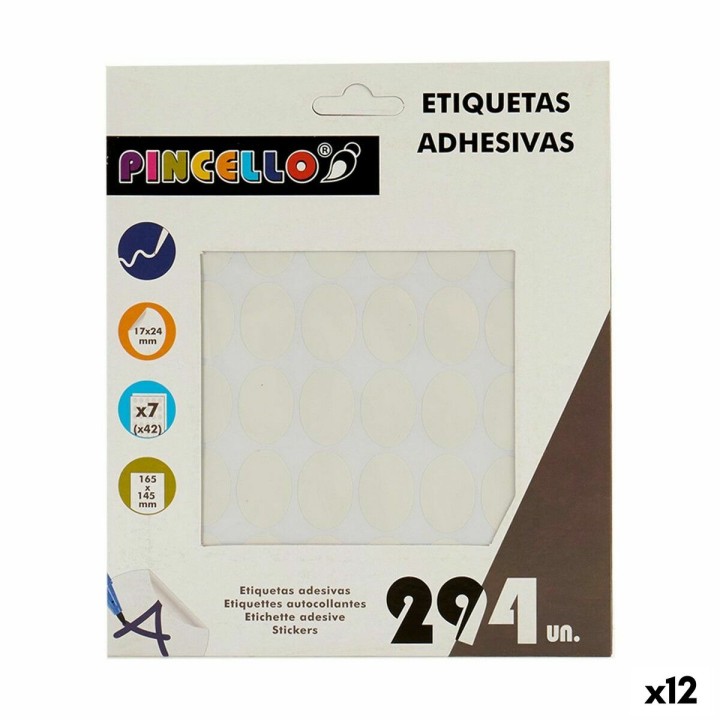 Etichette adesive Pincello Bianco 17 x 4 x 19 cm 17 x 24 mm Ovale (12 Unità)