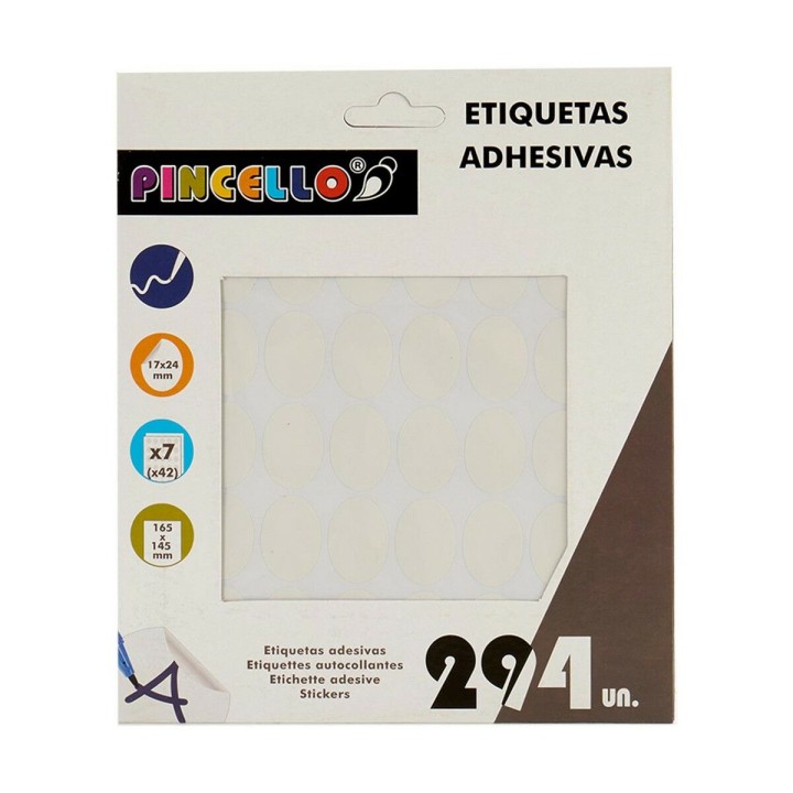 Etichette adesive Pincello Bianco 17 x 4 x 19 cm 17 x 24 mm Ovale (12 Unità)