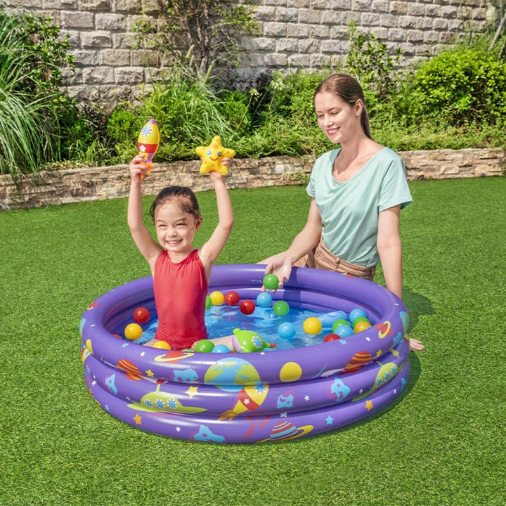 Bestway Piscina Gonfiabile per Bambini 3 Anelli con Palle 102x25 cm +2 Anni Interno e Giardino 52466
