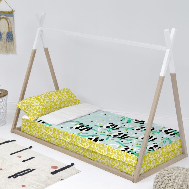Copripiumone a sacco con Piumone HappyFriday Moshi Moshi Panda Garden Blue Azzurro 42 x 20 x 50 cm