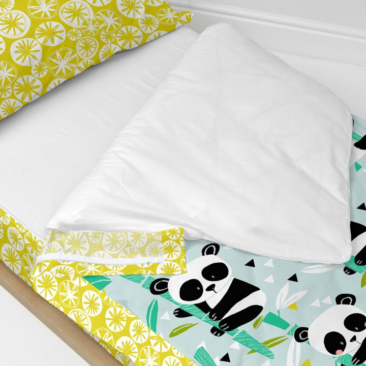 Copripiumone a sacco con Piumone HappyFriday Moshi Moshi Panda Garden Blue Azzurro 42 x 20 x 50 cm
