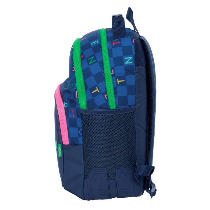 Zaino Scuola Benetton Damero Blu Marino 32 x 42 x 15 cm