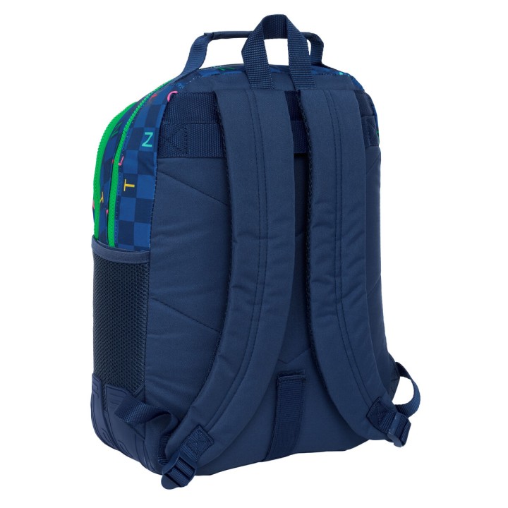 Zaino Scuola Benetton Damero Blu Marino 32 x 42 x 15 cm